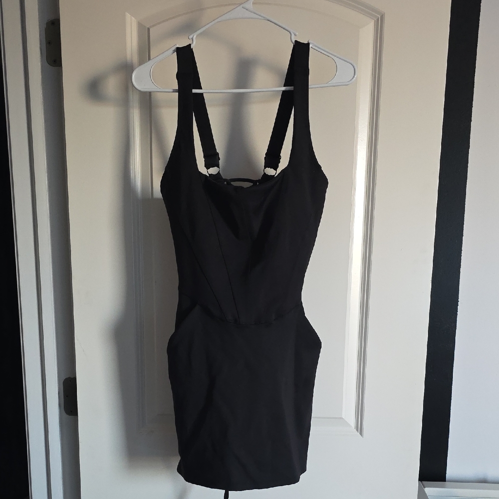 TA3 Swim Seamed Squarey Swim Dress - Black, torso Length: Short